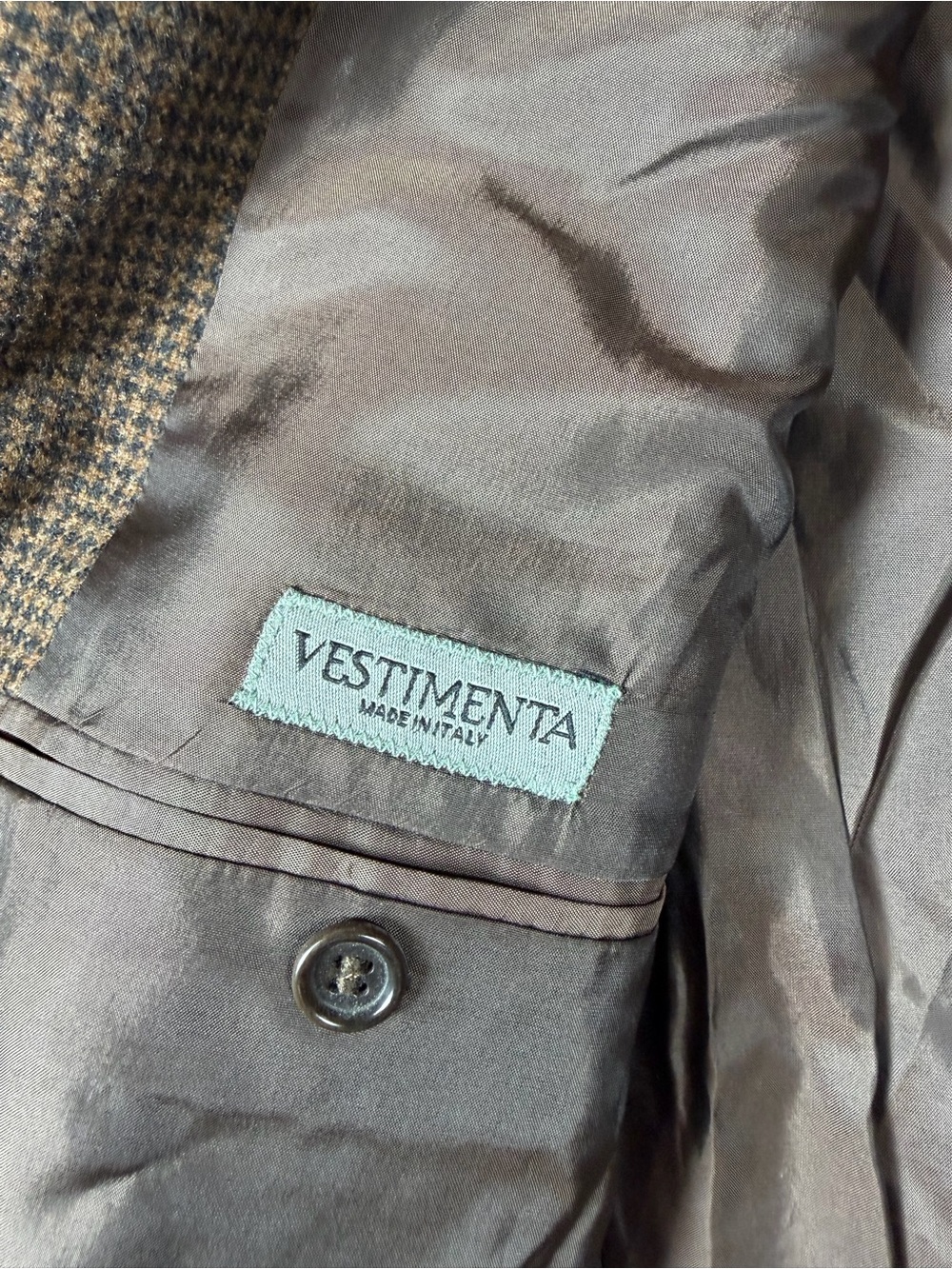 Vestimenta EU 52 US 44R 100% Wool Made in Italy Brown Houndstooth Sport Coat - Picture 9 of 12
